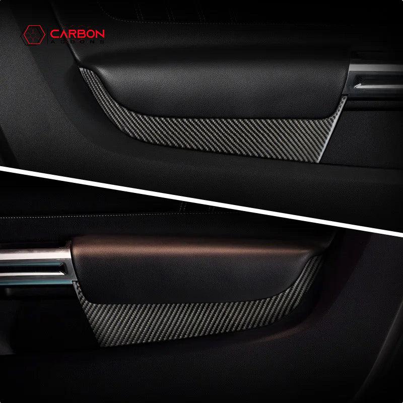 Mustang 2015-2023 Carbon Fiber Front Door Panel Trim Overlay - carbonaddons Carbon Fiber Parts, Accessories, Upgrades, Mods