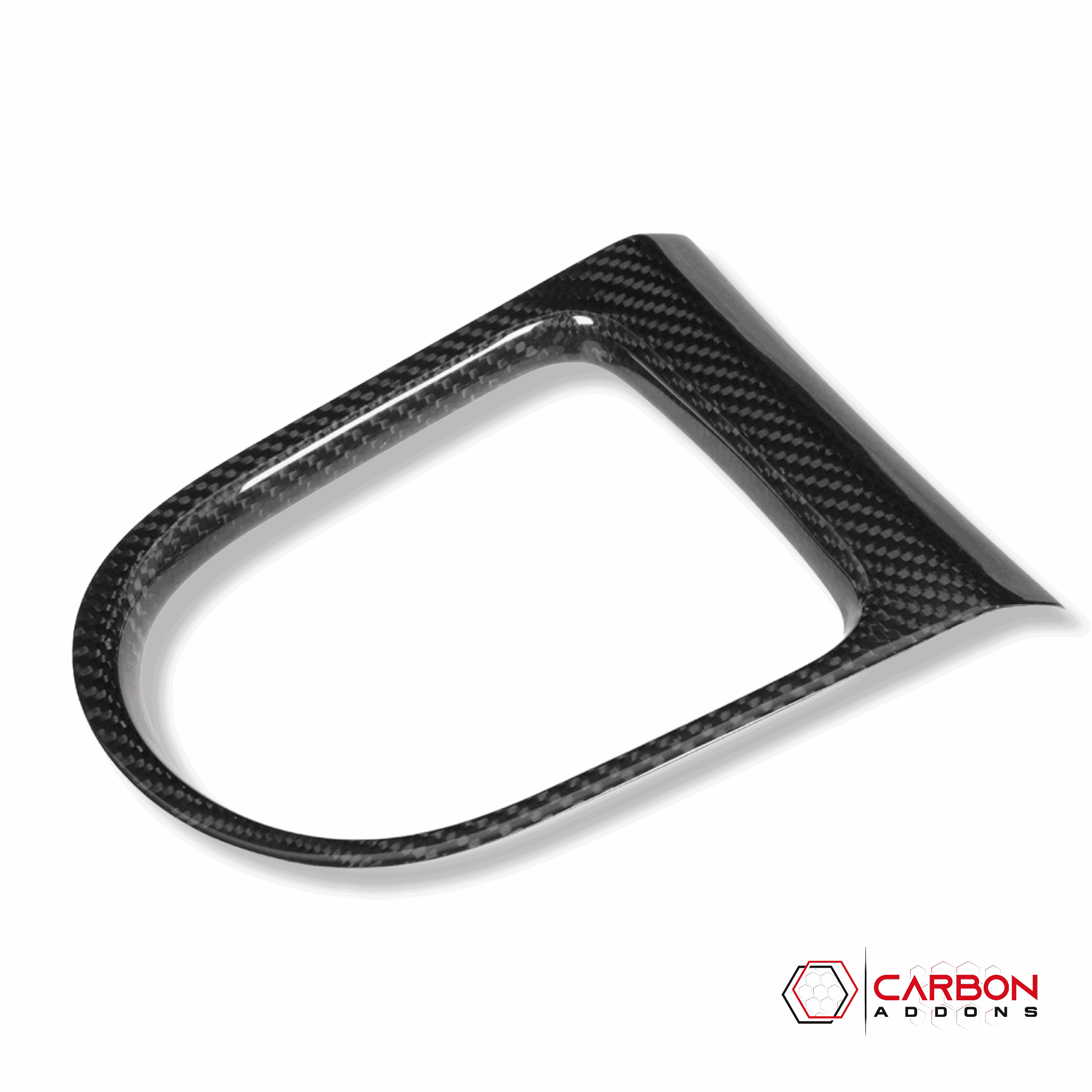 Mustang 2015-2023 Carbon Fiber Gear Shift Bezel Chrome Trim Cover - carbonaddons Carbon Fiber Parts, Accessories, Upgrades, Mods