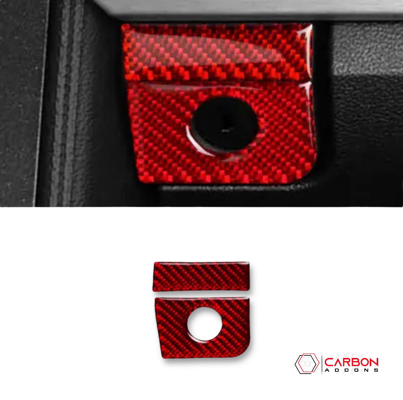 Mustang 2015-2023 Carbon Fiber Glove Box Key Hole Trim Overlay - carbonaddons Carbon Fiber Parts, Accessories, Upgrades, Mods