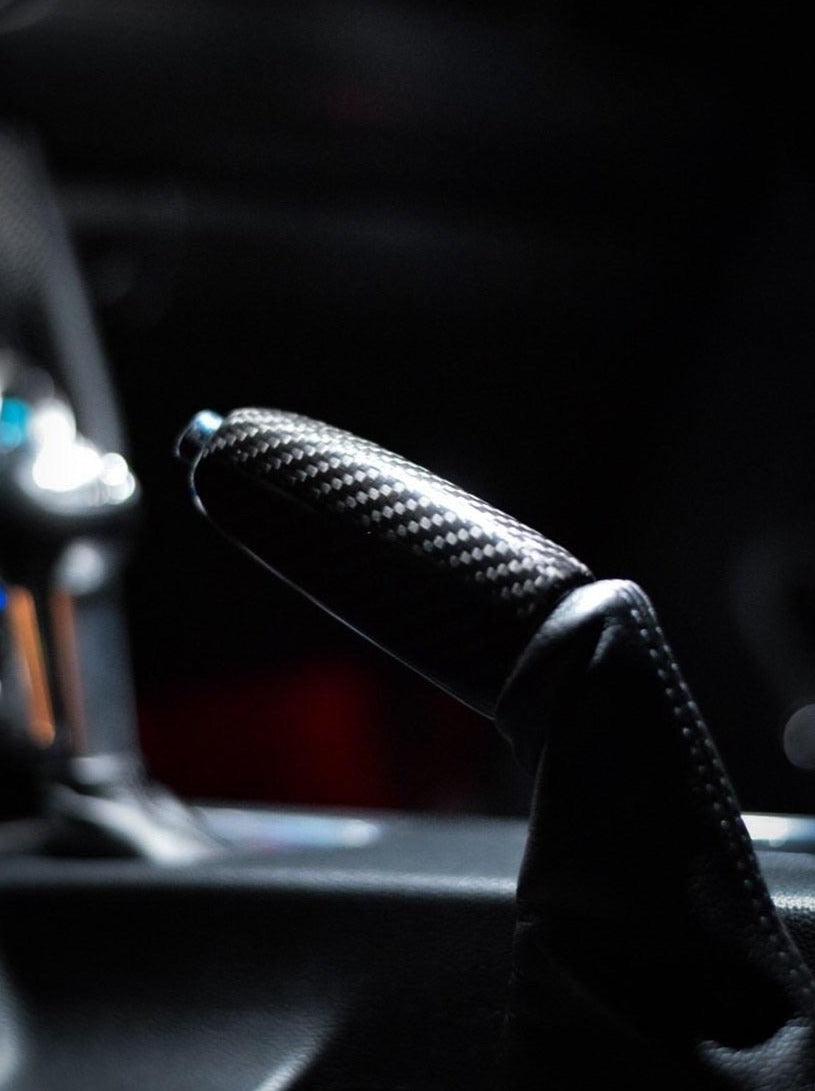Mustang 2015-2023 Carbon Fiber Hand Brake Handle - carbonaddons Carbon Fiber Parts, Accessories, Upgrades, Mods