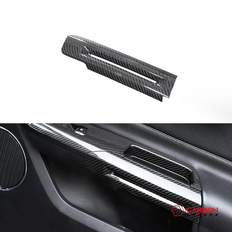 Mustang 2015-2023 Carbon Fiber interior door chrome trim delete cover - carbonaddons Carbon Fiber Parts, Accessories, Upgrades, Mods