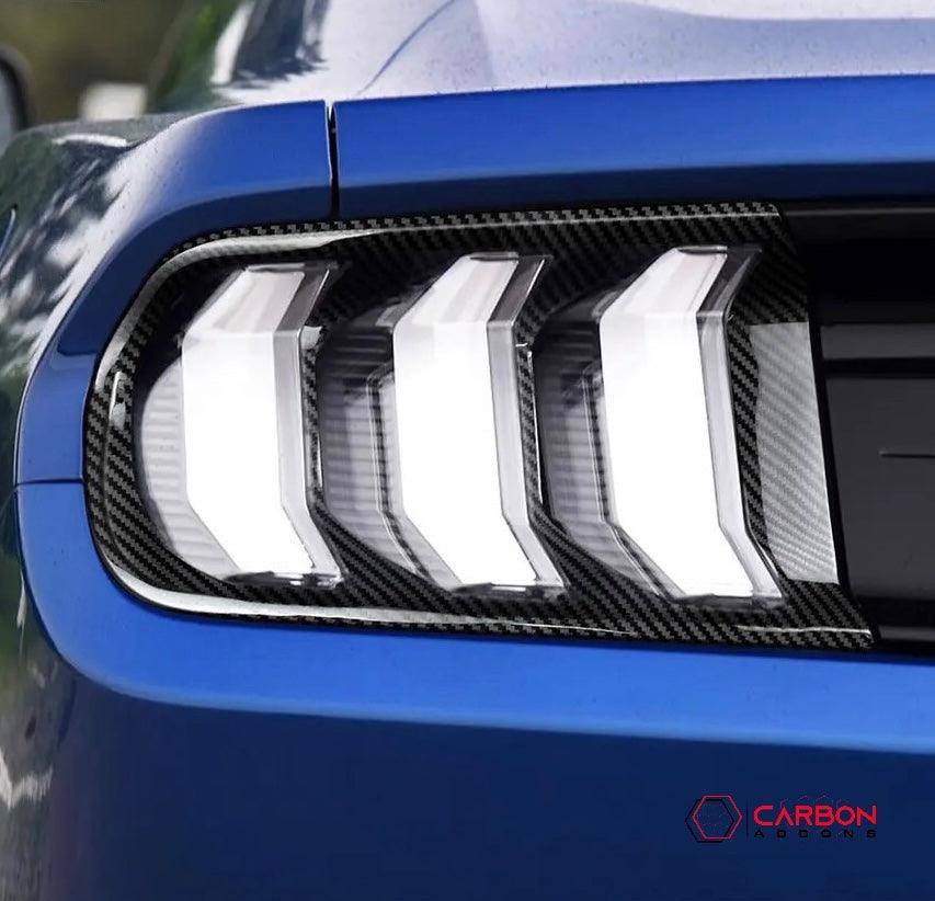 Mustang 2015-2023 Exterior Carbon Fiber Taillight Trim Covers - carbonaddons Carbon Fiber Parts, Accessories, Upgrades, Mods