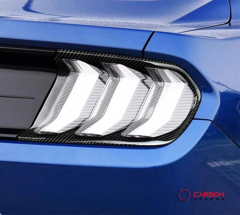 Mustang 2015-2023 Exterior Carbon Fiber Taillight Trim Covers - carbonaddons Carbon Fiber Parts, Accessories, Upgrades, Mods