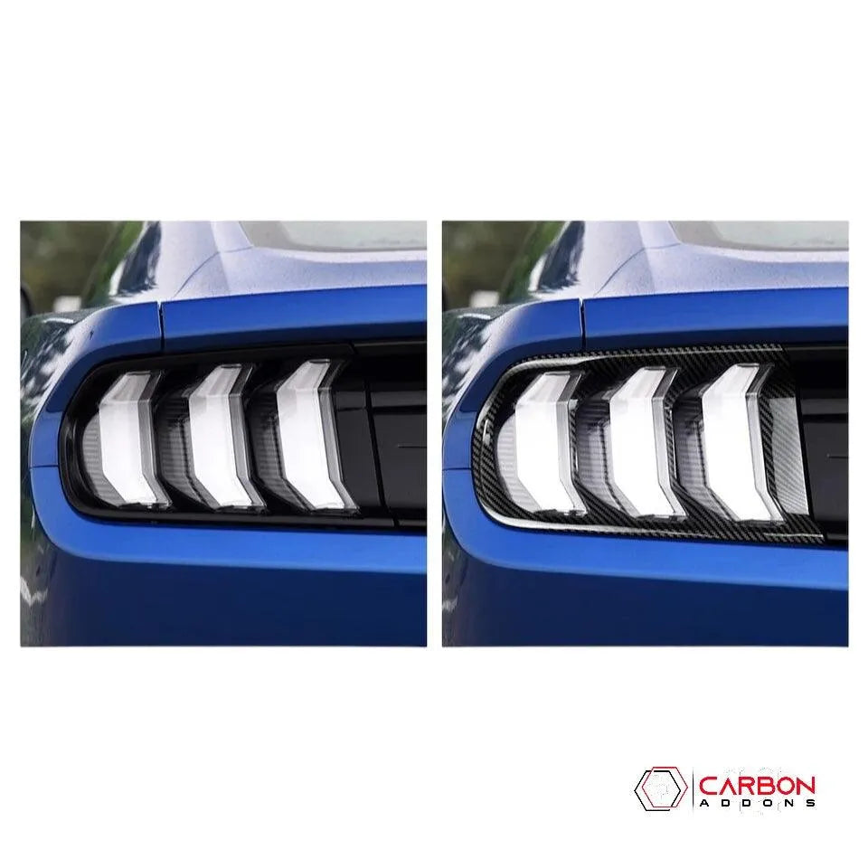 Mustang 2015-2023 Exterior Carbon Fiber Taillight Trim Covers - carbonaddons Carbon Fiber Parts, Accessories, Upgrades, Mods