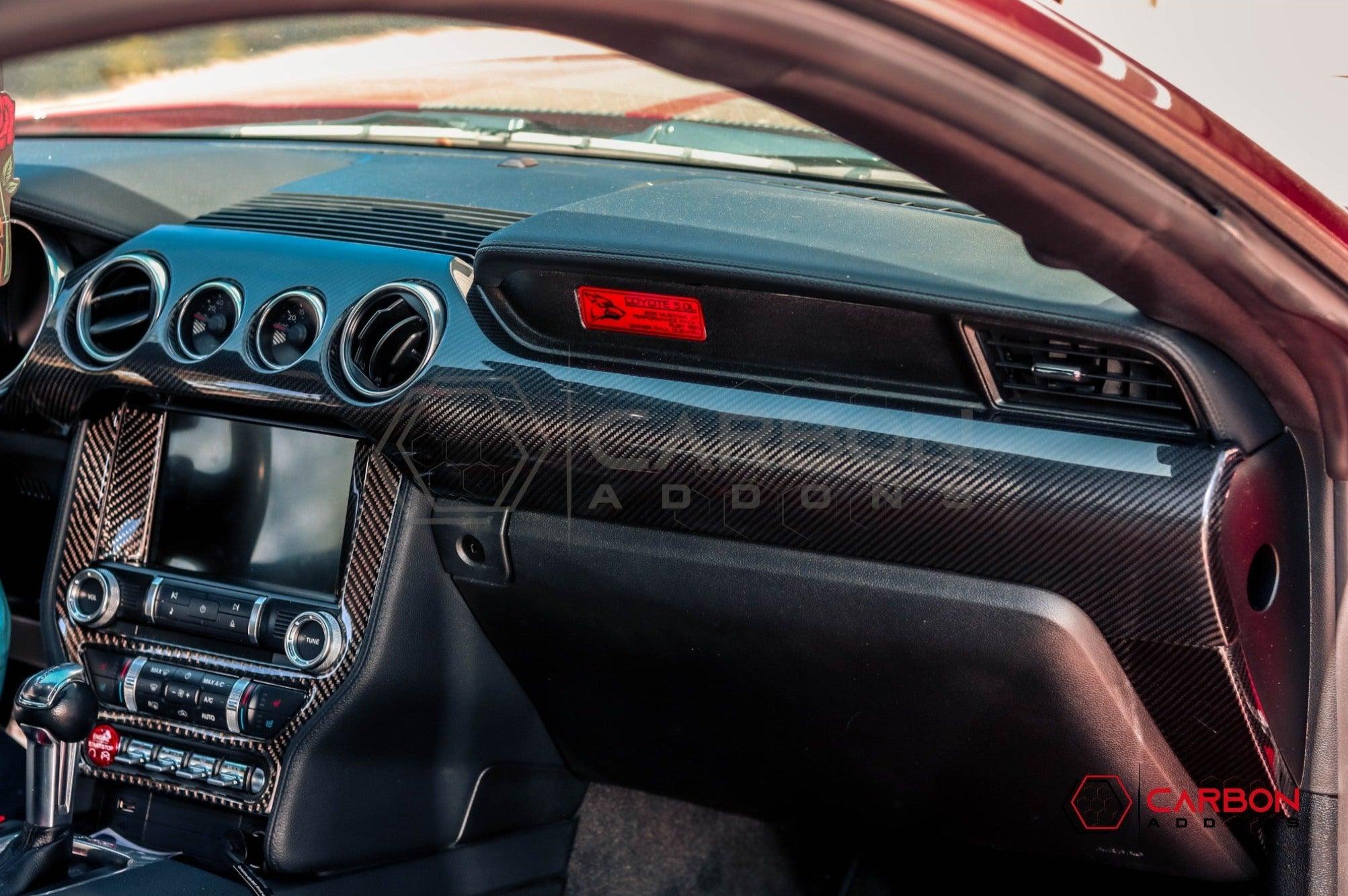 Mustang 2015-2023 Hard Carbon Fiber Dashboard Cover - carbonaddons Carbon Fiber Parts, Accessories, Upgrades, Mods