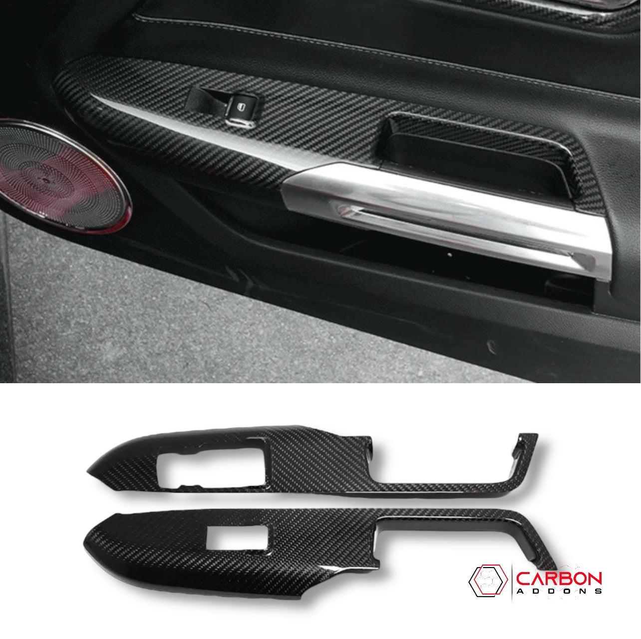 Mustang 2015-2023 Hard Carbon Fiber Door Window Switch Panel Trim Covers - carbonaddons Carbon Fiber Parts, Accessories, Upgrades, Mods