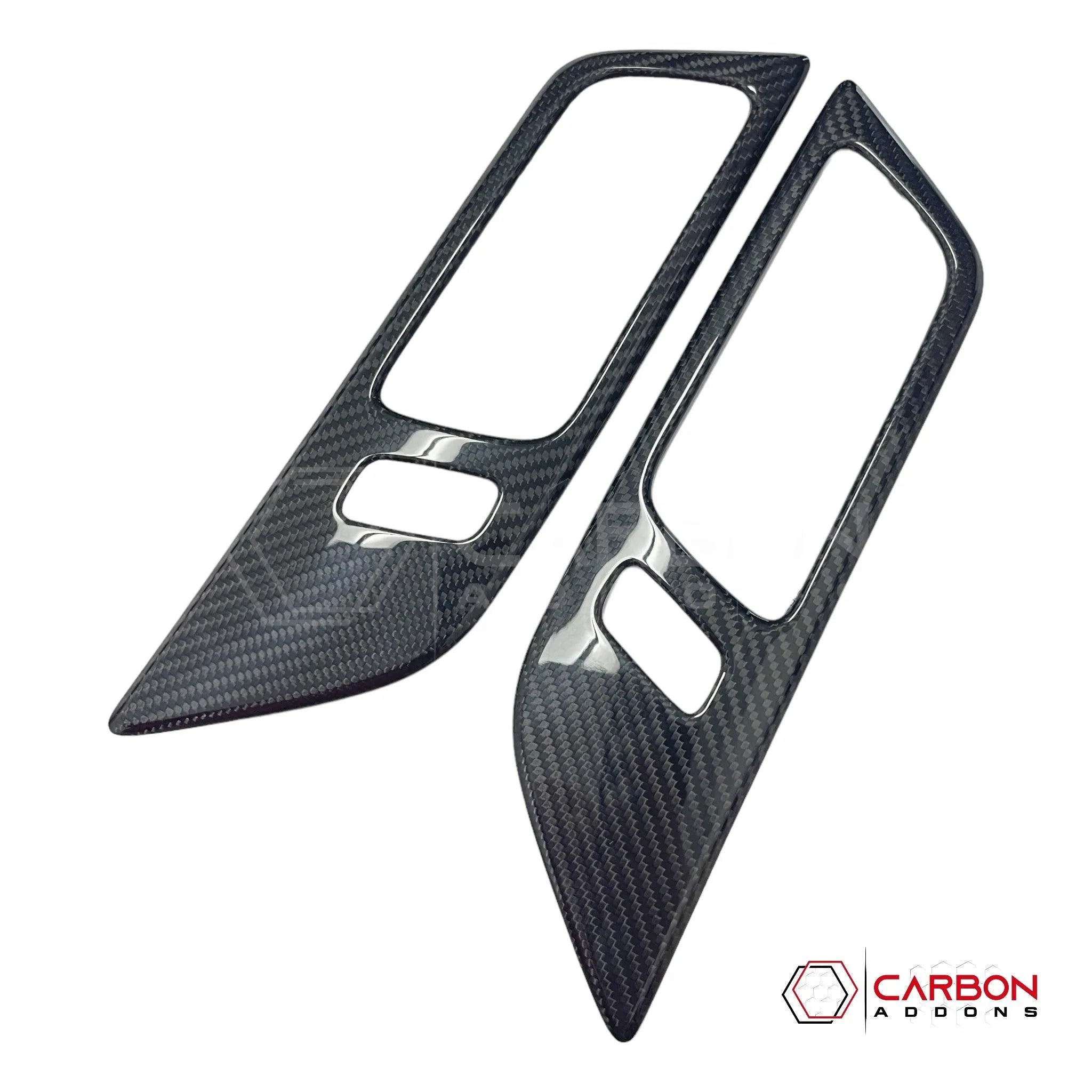 Mustang 2015-2023 Hard Carbon Fiber Interior Door Handle Trim Covers - carbonaddons Carbon Fiber Parts, Accessories, Upgrades, Mods