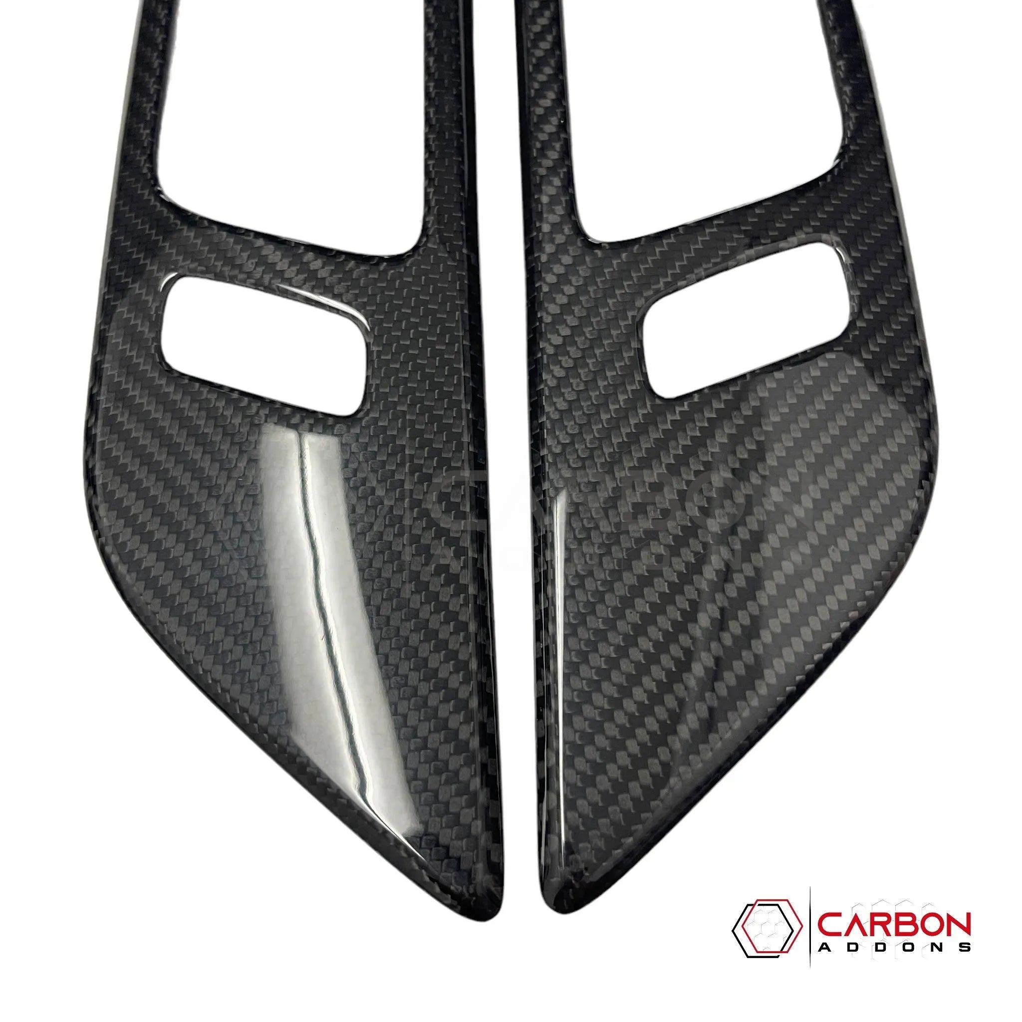 Mustang 2015-2023 Hard Carbon Fiber Interior Door Handle Trim Covers - carbonaddons Carbon Fiber Parts, Accessories, Upgrades, Mods