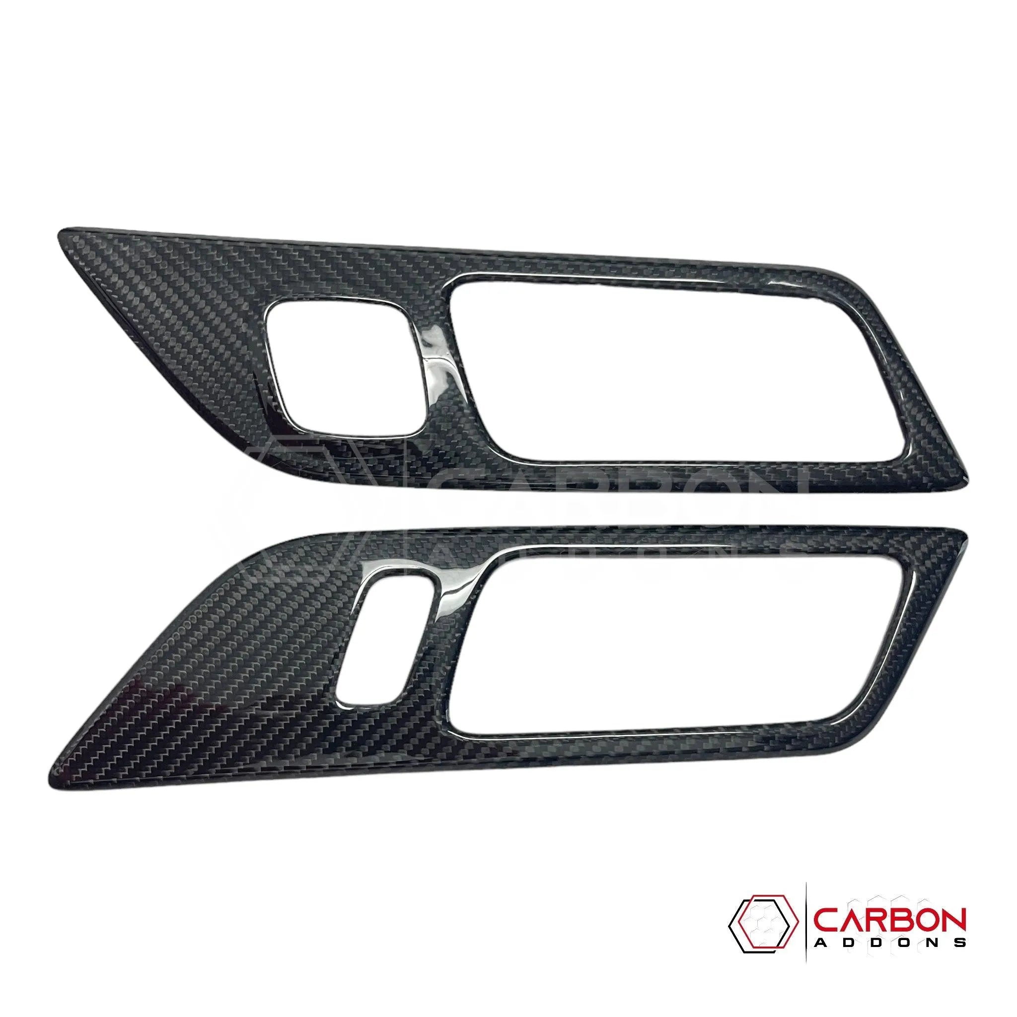 Mustang 2015-2023 Hard Carbon Fiber Interior Door Handle Trim Covers - carbonaddons Carbon Fiber Parts, Accessories, Upgrades, Mods