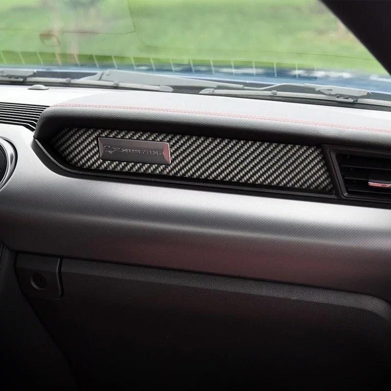 Mustang 2015-2023 Real Carbon Dashboard Emblem Trim Overlay - carbonaddons Carbon Fiber Parts, Accessories, Upgrades, Mods