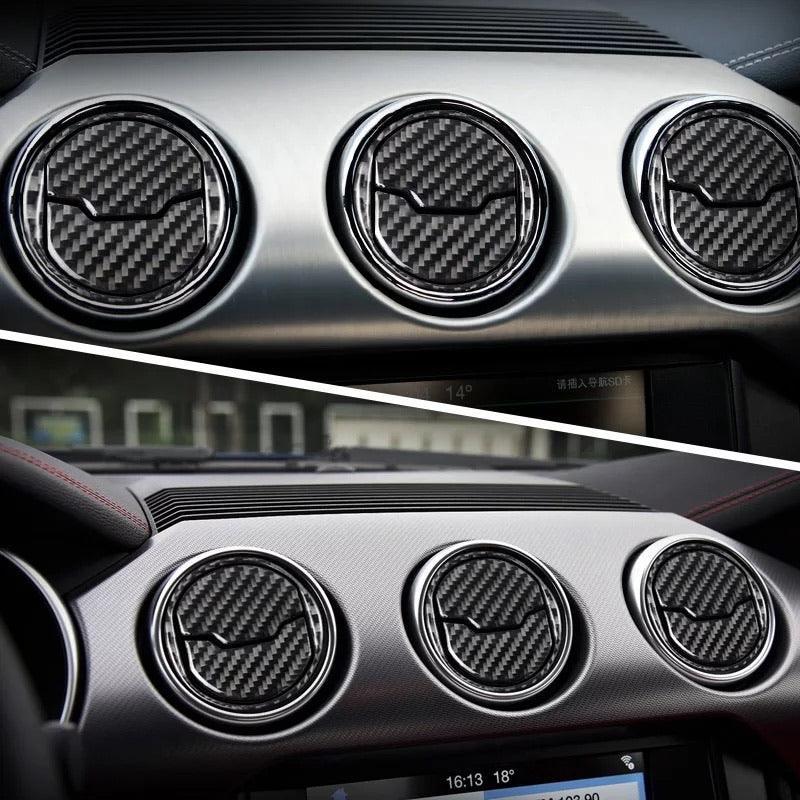 Mustang 2015-2023 Real Carbon Fiber AC Air Vent Overlay - carbonaddons Carbon Fiber Parts, Accessories, Upgrades, Mods