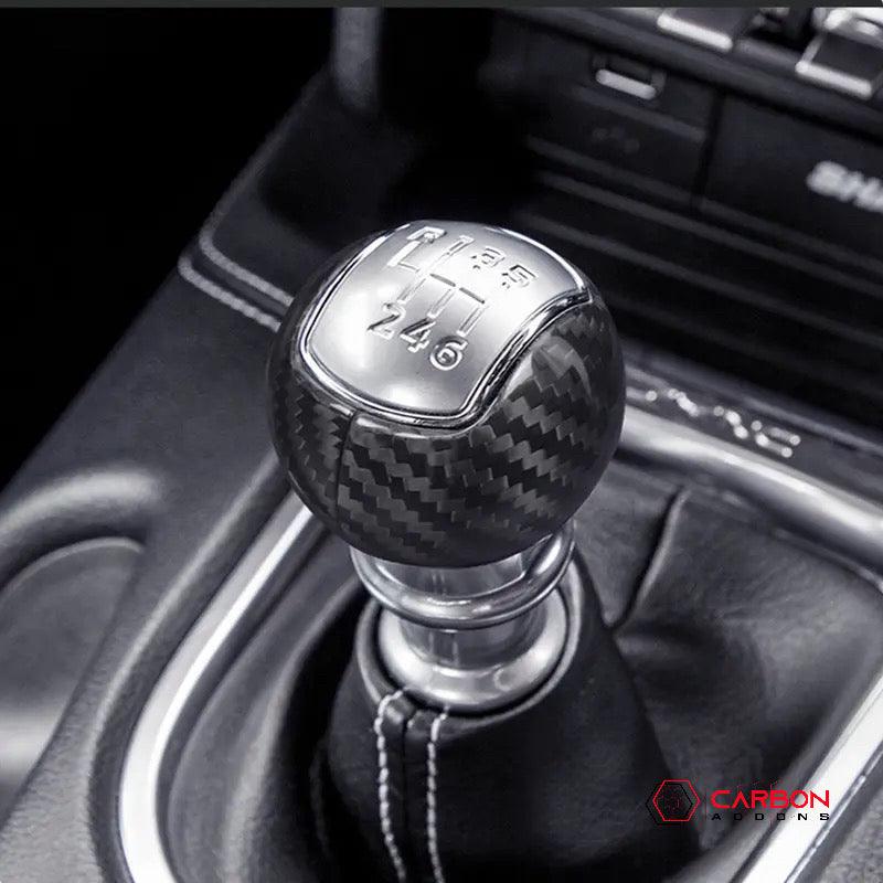 Mustang 2015-2023 Real Carbon Fiber Manual Shift Knob Cover - carbonaddons Carbon Fiber Parts, Accessories, Upgrades, Mods