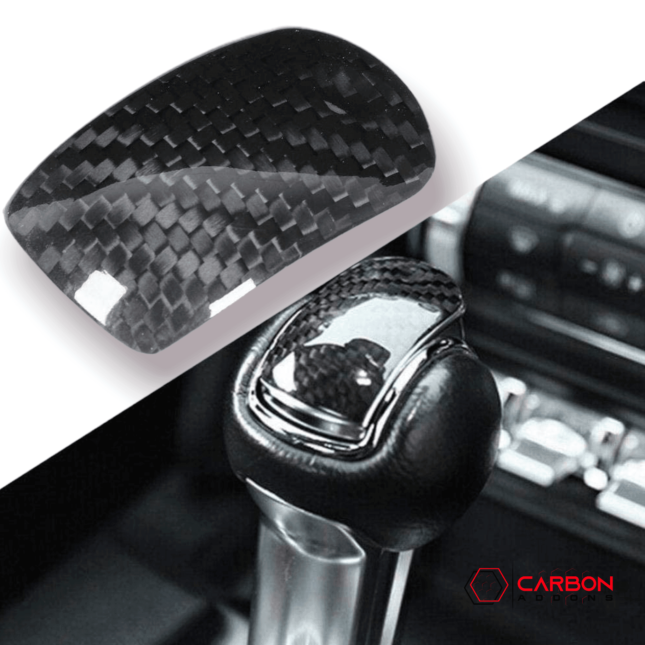 Mustang 2015-2023 Real Carbon Fiber Shift Knob Button Trim Cover - carbonaddons Carbon Fiber Parts, Accessories, Upgrades, Mods