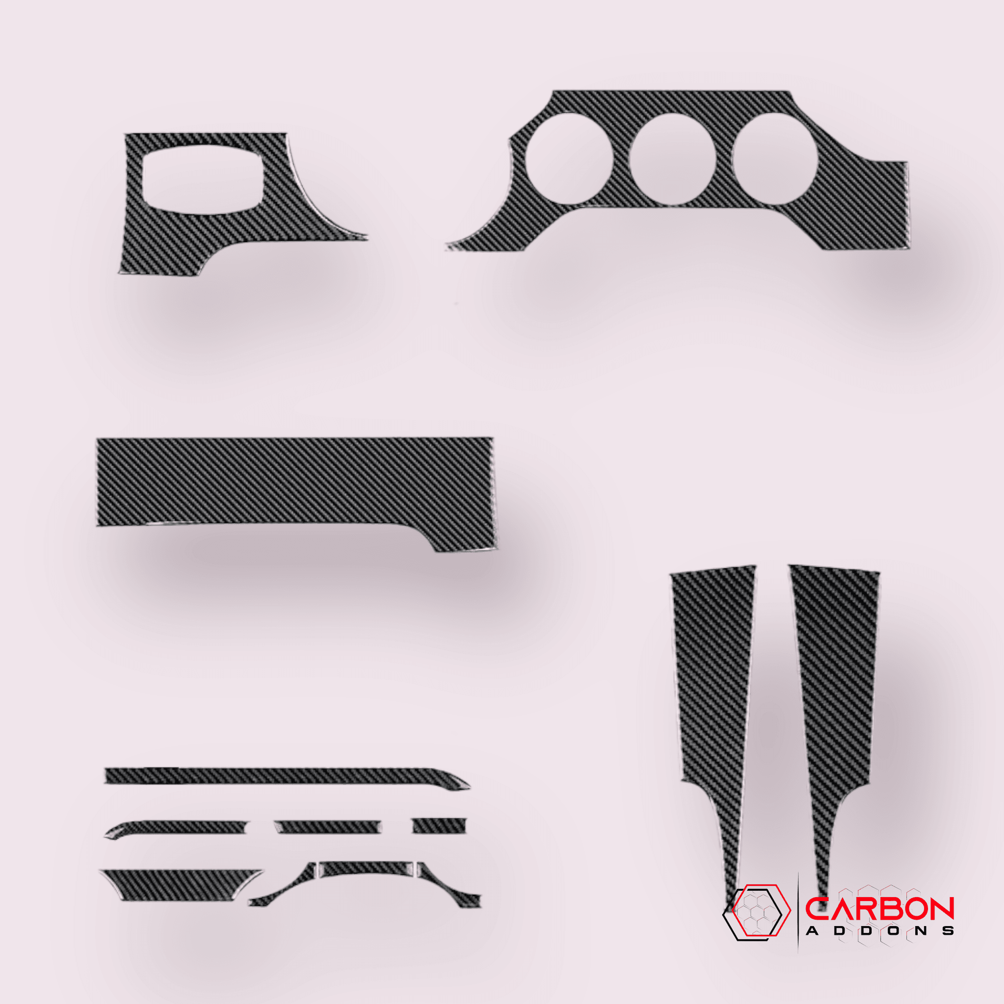 Mustang 2015-2023 Real Carbon Fiber Whole Front Dash Overlay - carbonaddons Carbon Fiber Parts, Accessories, Upgrades, Mods