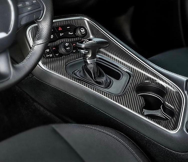 Real carbon fiber center console cover for 2015-2023 Dodge Challenger - carbonaddons Carbon Fiber Parts, Accessories, Upgrades, Mods