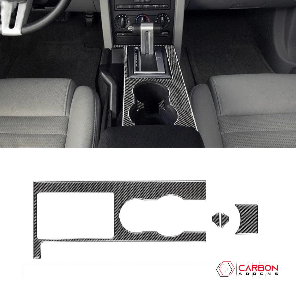 Real Carbon Fiber Center Console Overlay | Ford Mustang 2005-2009 - carbonaddons Carbon Fiber Parts, Accessories, Upgrades, Mods