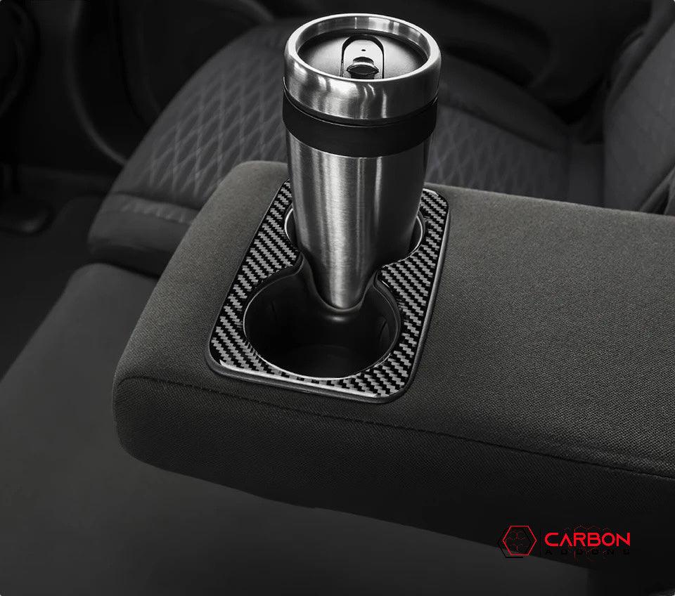 Real Carbon Fiber Cup Holder Trim Overlay for 2011-2020 Dodge Durango - carbonaddons Carbon Fiber Parts, Accessories, Upgrades, Mods
