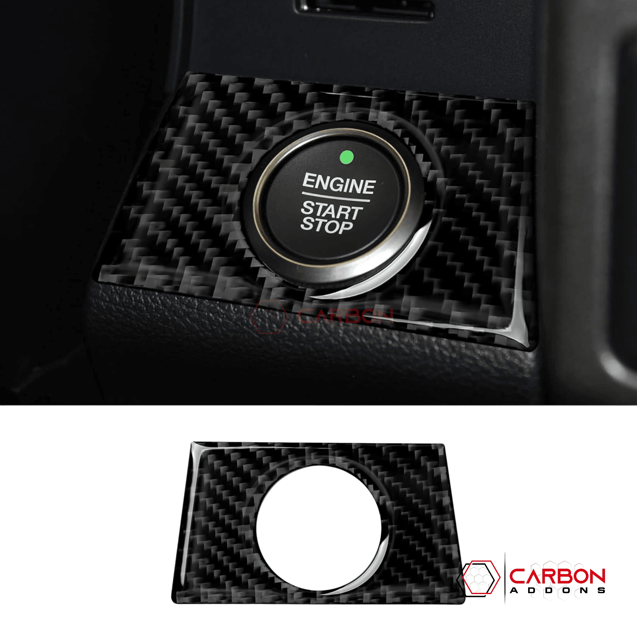 Real Carbon Fiber Engine Start Stop Button Trim Overlay | 2015-2020 Ford F150 - carbonaddons Carbon Fiber Parts, Accessories, Upgrades, Mods