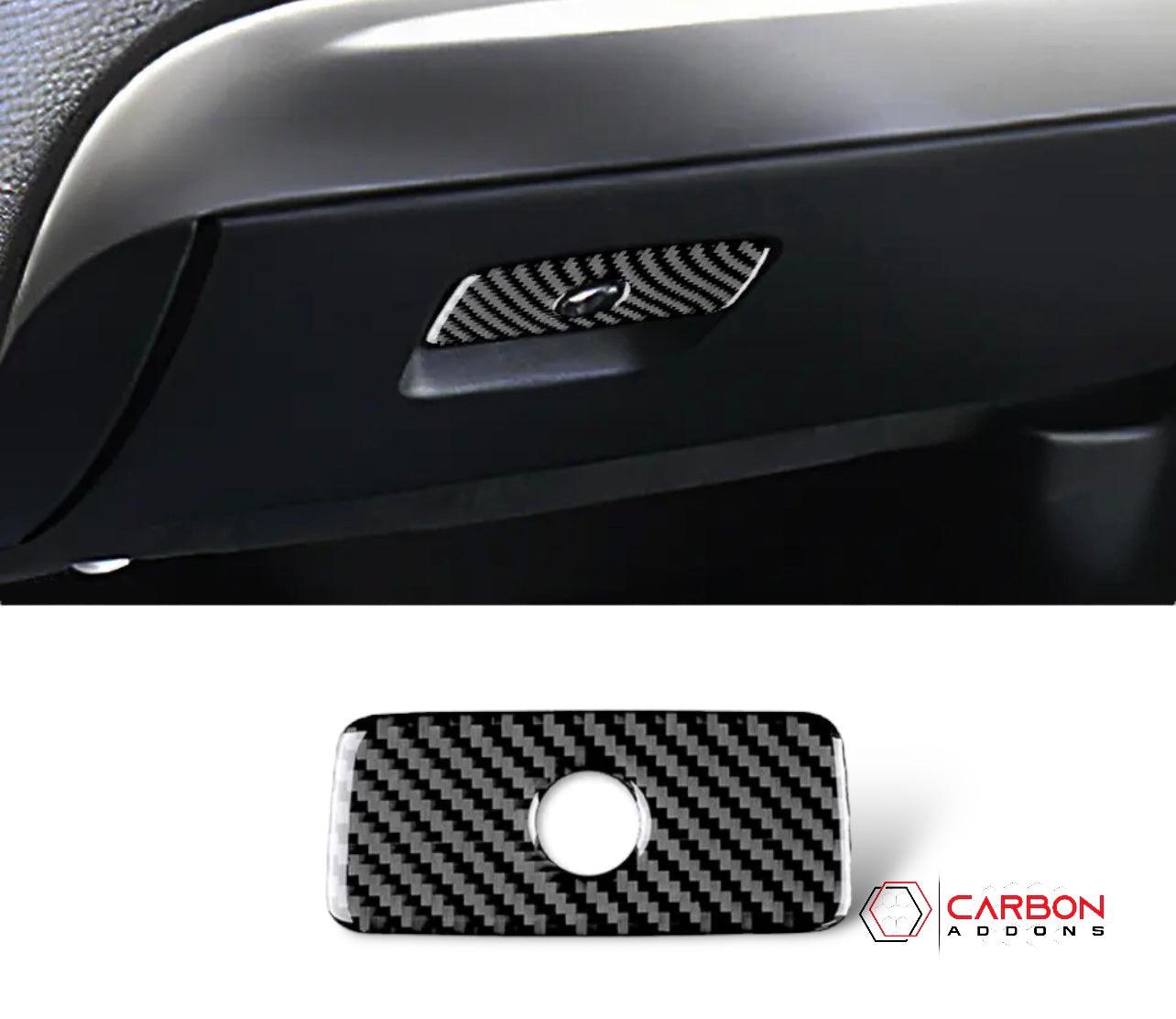 Real Carbon Fiber Glove Box Handle Overlay for 2011-2022 Dodge Durango - carbonaddons Carbon Fiber Parts, Accessories, Upgrades, Mods