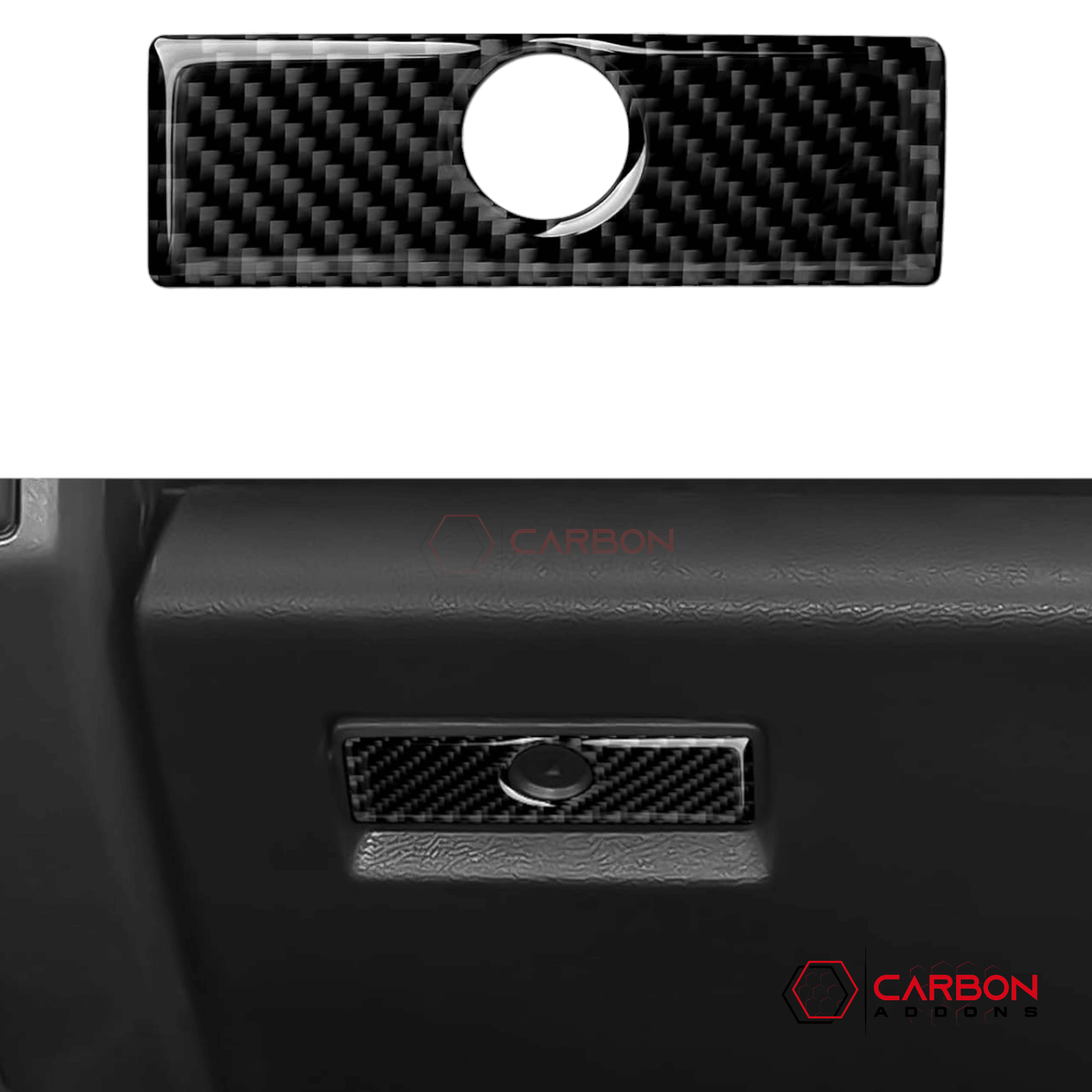 Real Carbon Fiber Storage Glove box Handle Overlay | 2015-2020 Ford F150 - carbonaddons Carbon Fiber Parts, Accessories, Upgrades, Mods