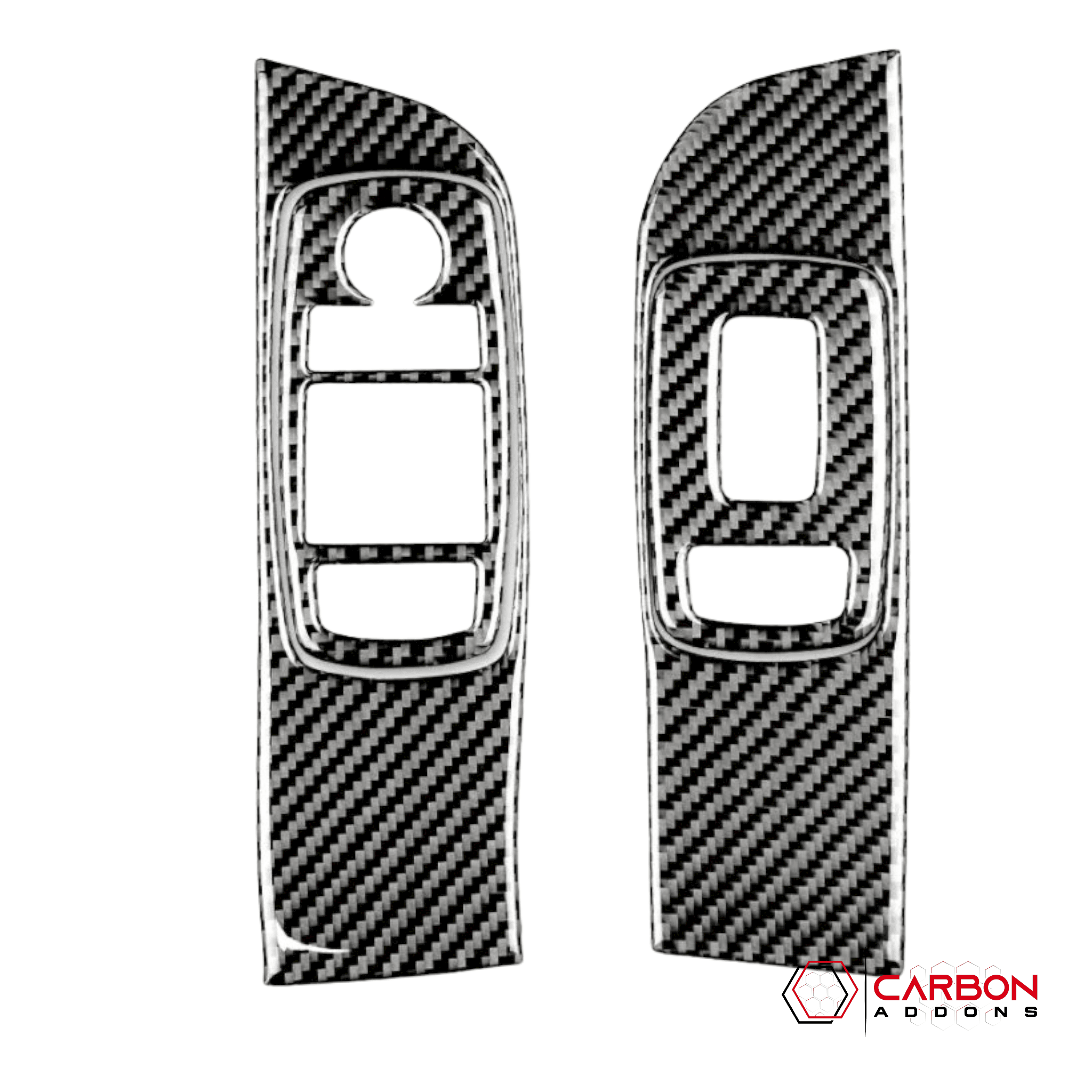 Real Carbon Fiber Window Control Trim Overlay for Dodge Challenger 2015-2023 - carbonaddons Carbon Fiber Parts, Accessories, Upgrades, Mods