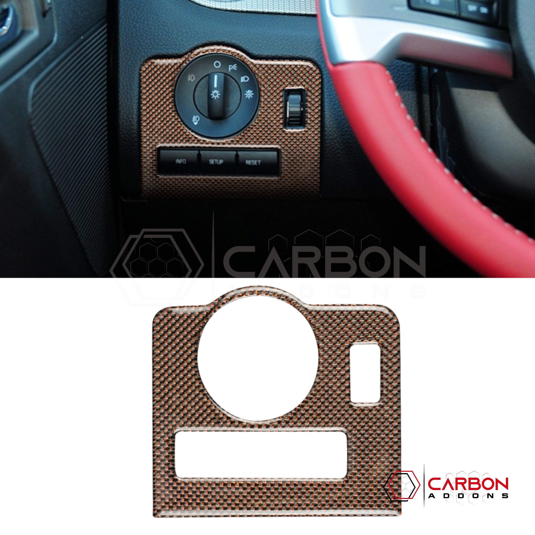Mustang 2010-2014 Reflective Carbon Fiber Headlight Control Trim Overlay