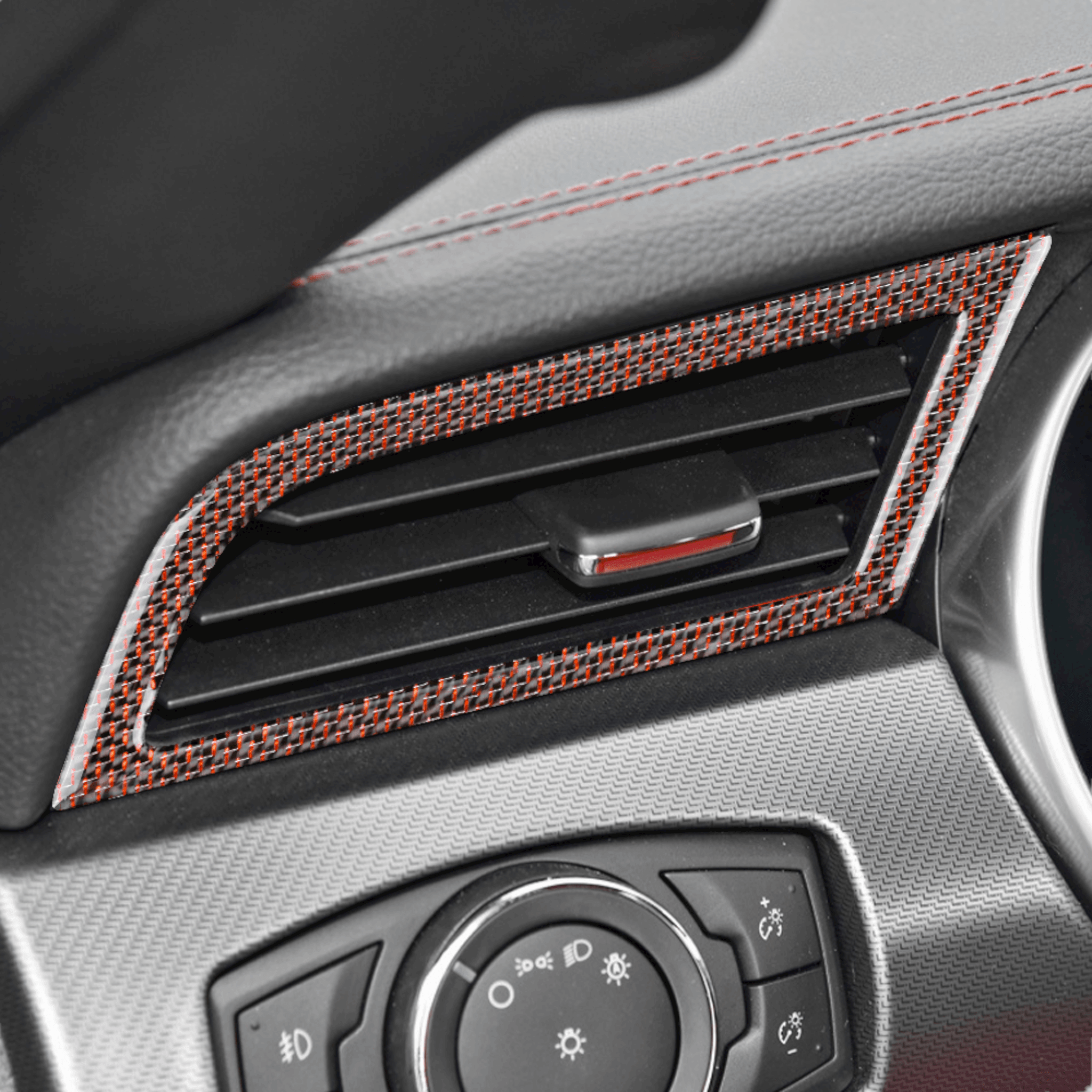 Reflective Carbon Fiber Dashboard AC Vent Trim Overlay for Ford Mustang 2015-2023 -2pcs - carbonaddons Carbon Fiber Parts, Accessories, Upgrades, Mods