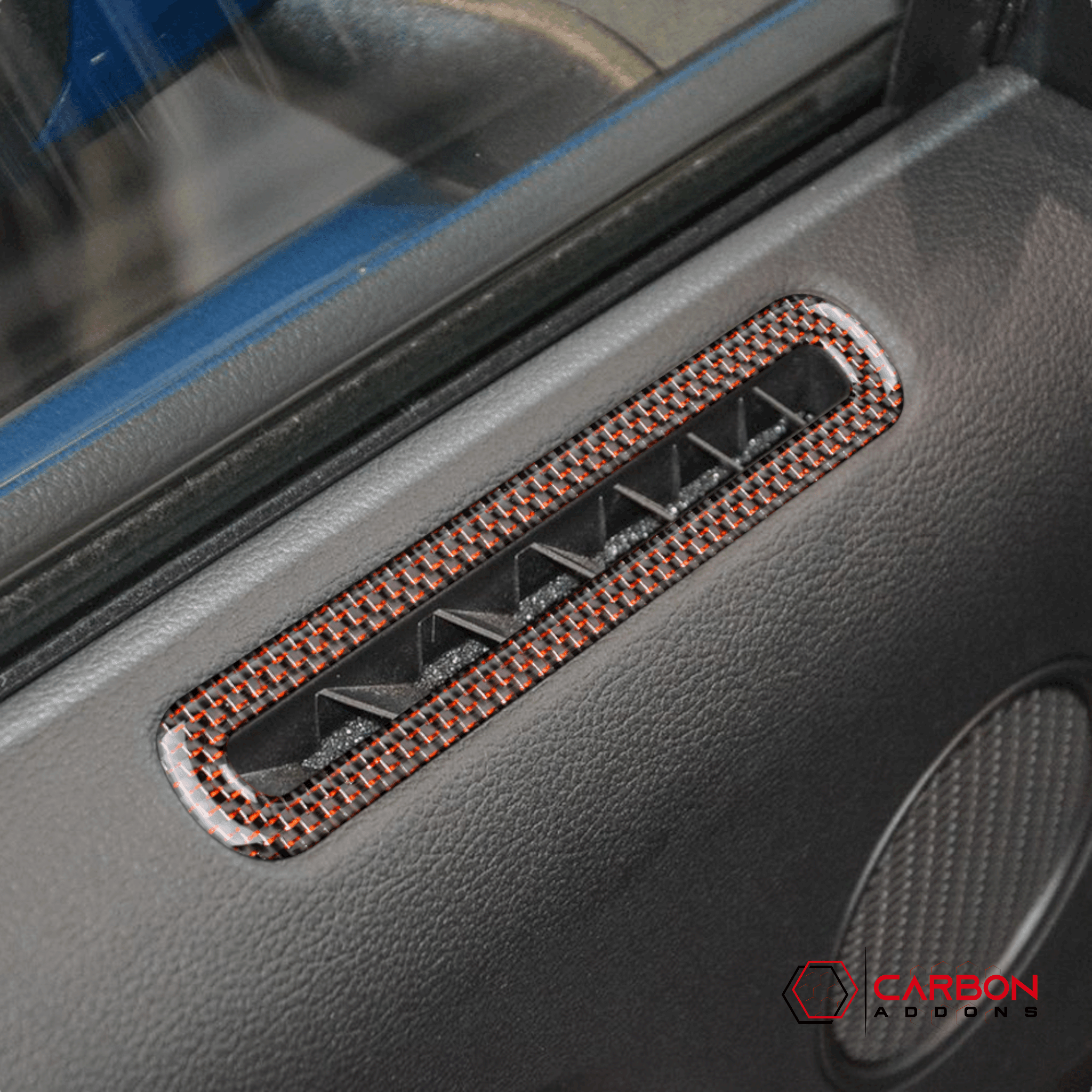 Reflective Carbon Fiber Door Air Outlet Overlay for Ford Mustang 2015-2023 - carbonaddons Carbon Fiber Parts, Accessories, Upgrades, Mods