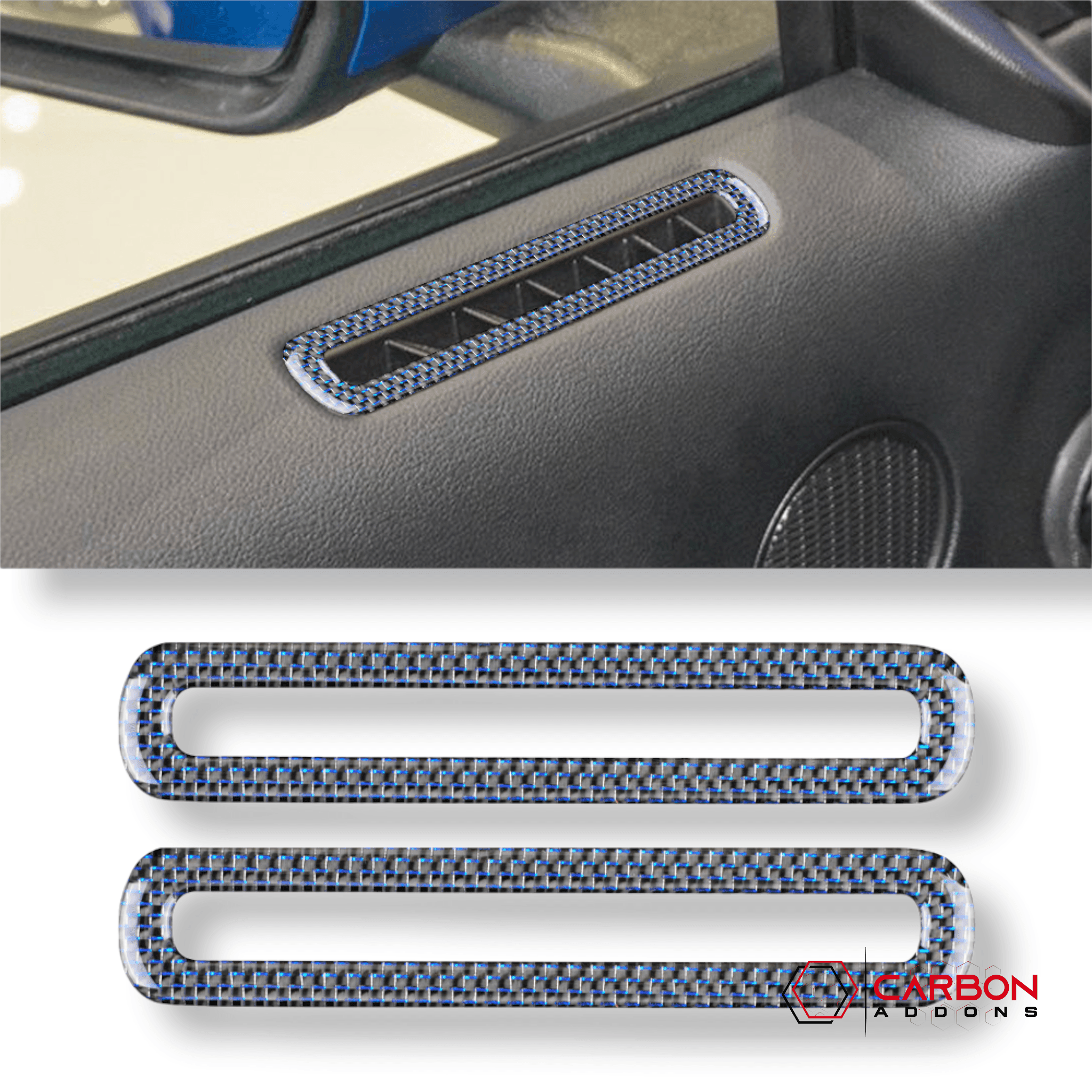 Reflective Carbon Fiber Door Air Outlet Overlay for Ford Mustang 2015-2023 - carbonaddons Carbon Fiber Parts, Accessories, Upgrades, Mods
