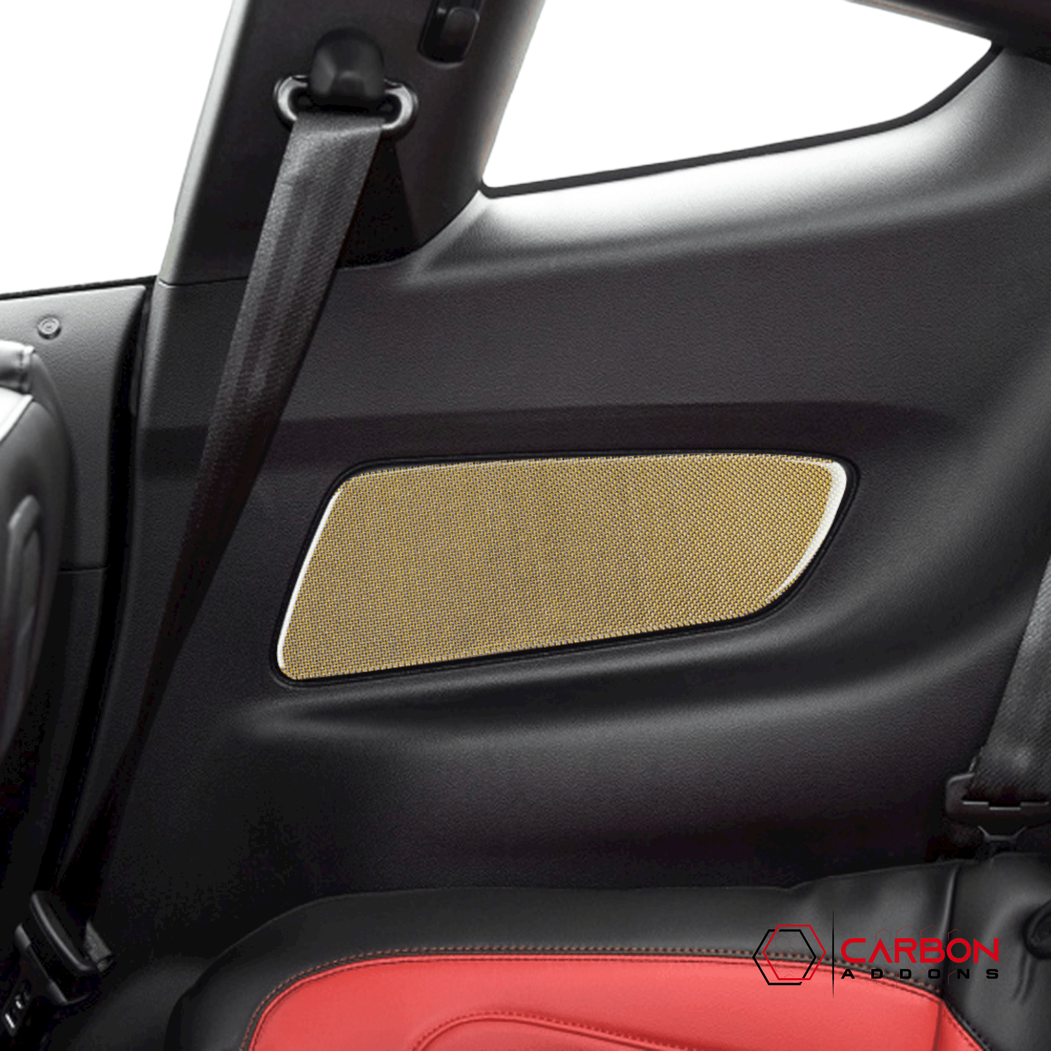 Reflective Carbon Fiber Front/Rear Door Panel Overlay for Ford Mustang 2015-2023 - carbonaddons Carbon Fiber Parts, Accessories, Upgrades, Mods
