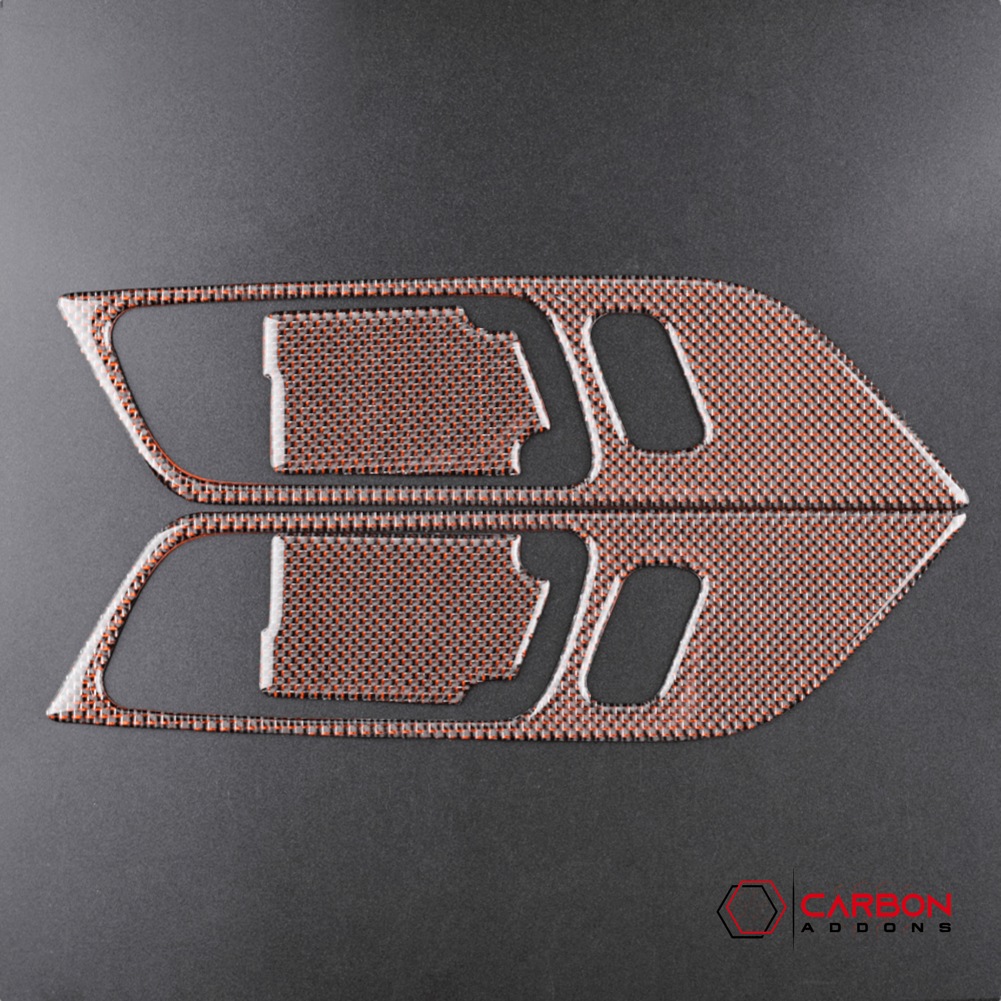 Reflective Carbon Fiber Interior Door Handle Trim Overlay for Ford Mustang 2015-2023 - carbonaddons Carbon Fiber Parts, Accessories, Upgrades, Mods