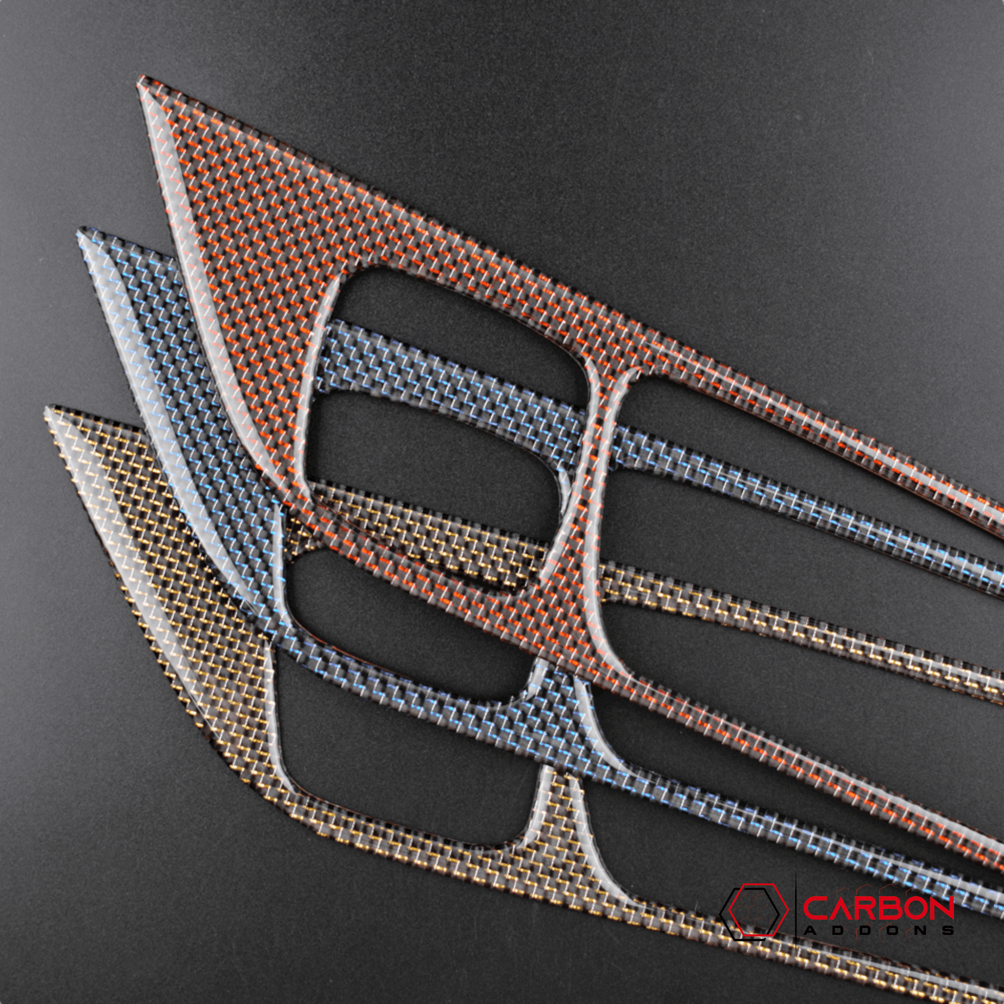 Reflective Carbon Fiber Interior Door Handle Trim Overlay for Ford Mustang 2015-2023 - carbonaddons Carbon Fiber Parts, Accessories, Upgrades, Mods