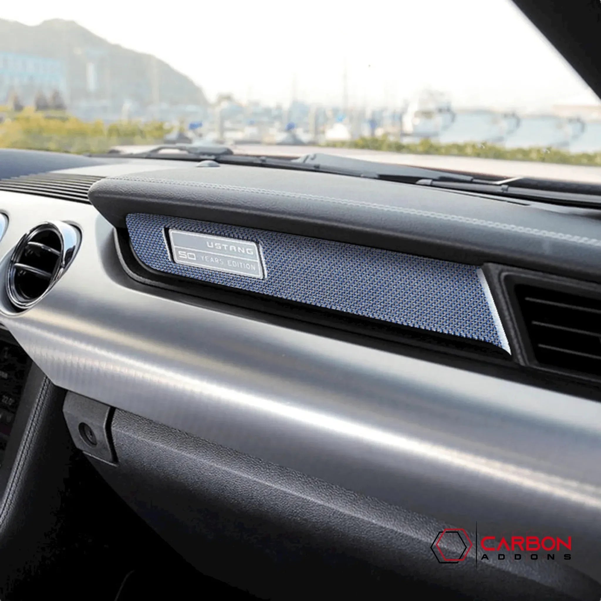 Carbon Fiber Dashboard Cover Trim For Ford Mustang 2015-2020 – 2-Piece Set