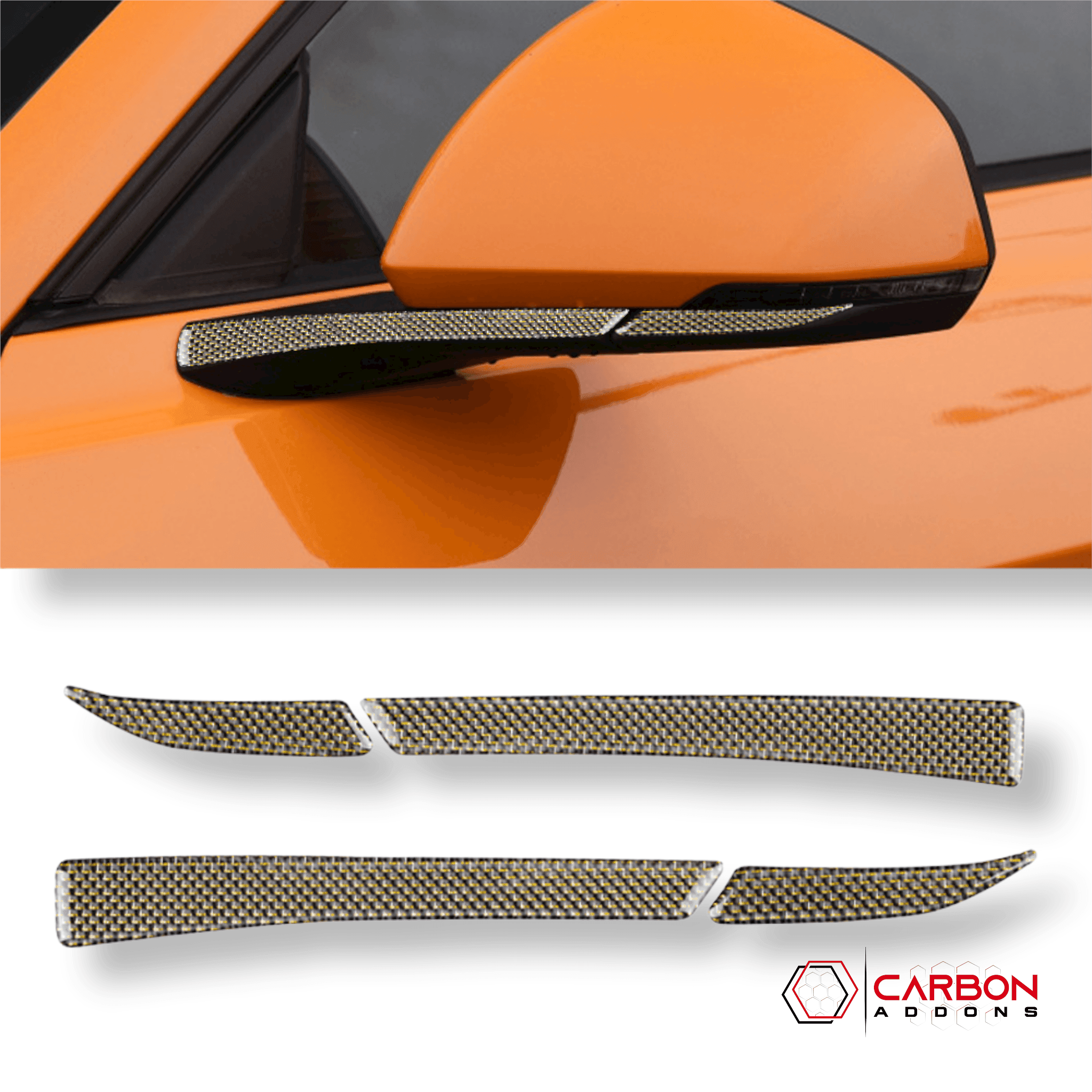 Reflective Carbon Fiber Rear View Mirror Trim Overlay For Ford