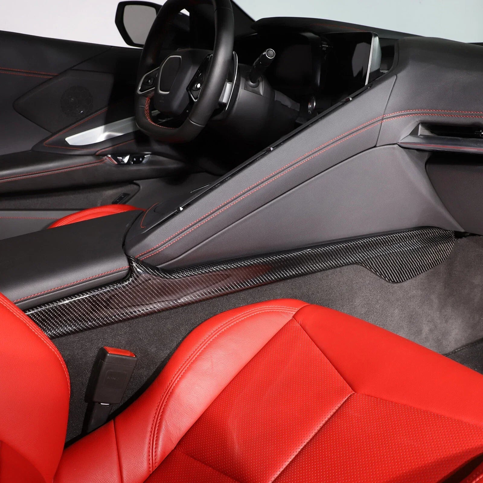 C8 Corvette Real Dry Carbon Fiber Center Console Lower Trim Covers | Interior Overlay (2020–2026)