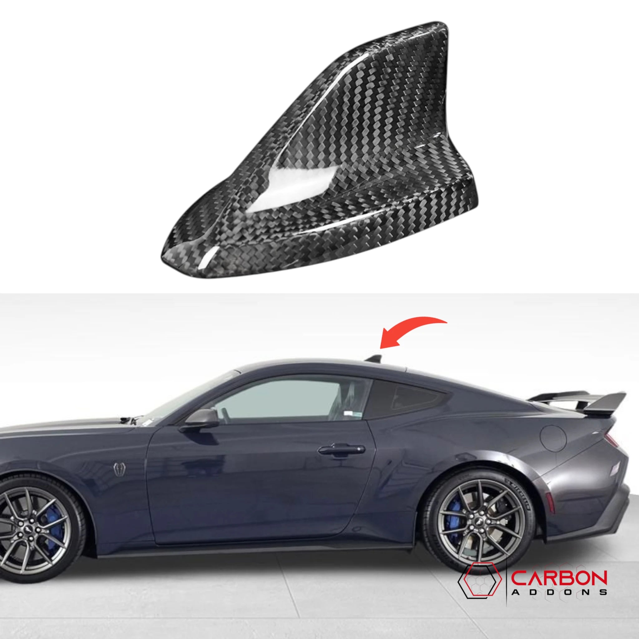 Real Carbon Fiber Antenna Cover for 2024+ Ford Mustang